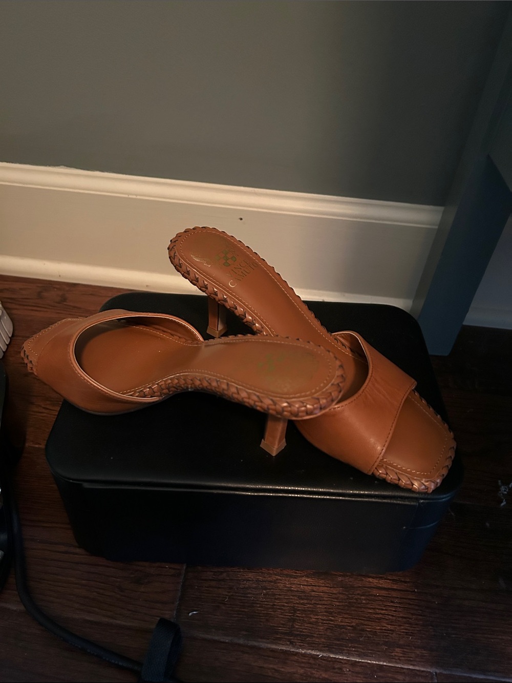 Vince Camuto Tan Leather Slide Sandal Heels
